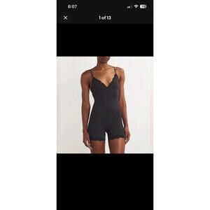 NWT Skims Fits Everybody Lace Triangle One Piece Romper Onyx Black Sexy Sz Xl